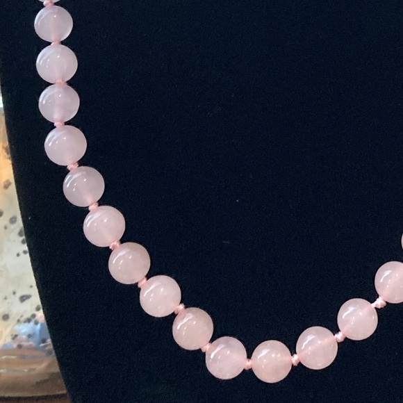 Pink Jade Bead Necklace - 10mm Round Beads - Picture 3 of 5